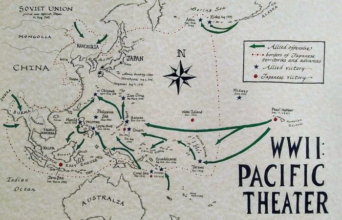 Pacific map war maps theater ii 1945 1941 during japan islands ww2 wwii battles borders wwi battle second theatre control